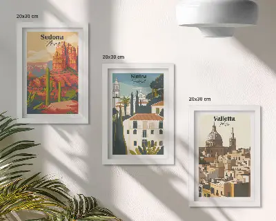Sada obrazů na zeď retro městské scenérie Sedony, Sintry a Valletty