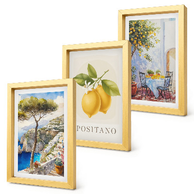Sada tří obrazů Výhledy na Positano s citroníky na slunci