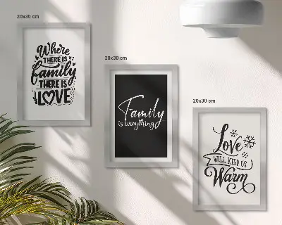 Sada obrazů na zeď s motivem rodiny, lásky a inspirativních citátů o domově