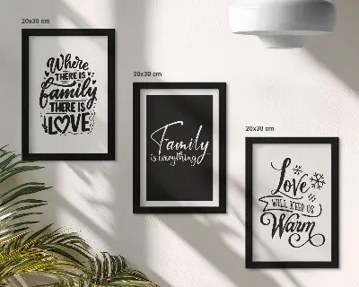 Sada obrazů na zeď s motivem rodiny, lásky a inspirativních citátů o domově