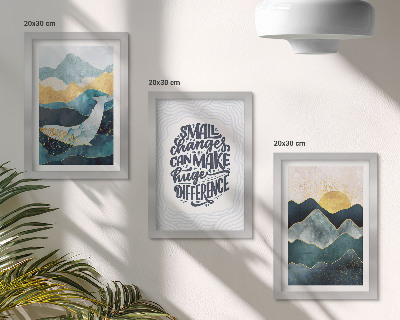 Sada tří obrazů Abstraktní horské krajiny inspirativní nápis