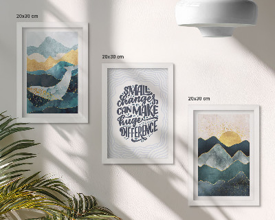Sada tří obrazů Abstraktní horské krajiny inspirativní nápis