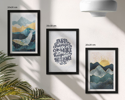 Sada tří obrazů Abstraktní horské krajiny inspirativní nápis