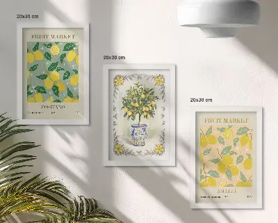 Sada obrazů na zeď italské plakáty s motivem citrusového stromu a ovoce