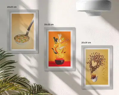 Sada obrazů na zeď s motivy jídla a pití do kuchyně