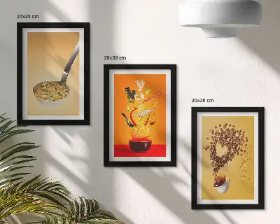 Sada obrazů na zeď s motivy jídla a pití do kuchyně