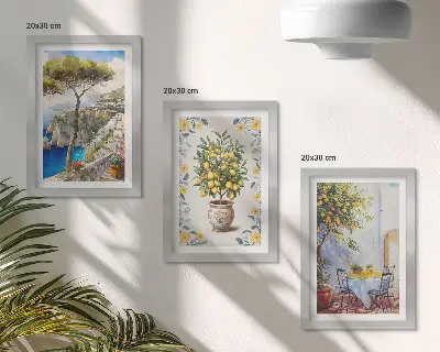 Sada tří obrazů Výhled na moře s citroníky italské motivy