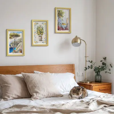 Sada tří obrazů Výhled na moře s citroníky italské motivy