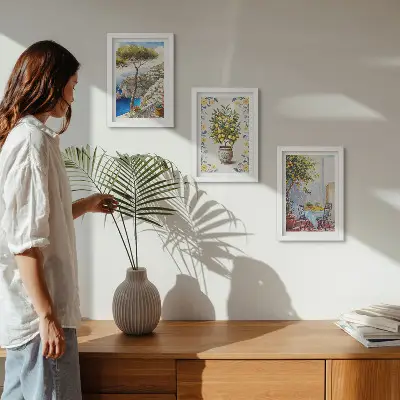 Sada tří obrazů Výhled na moře s citroníky italské motivy