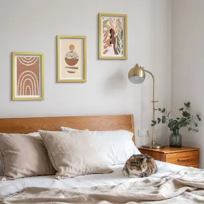 Sada tří obrazů stylové vzory s rostlinnými motivy a geometrickými tvary
