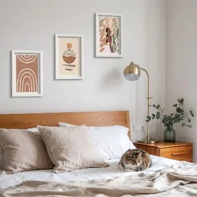 Sada tří obrazů stylové vzory s rostlinnými motivy a geometrickými tvary