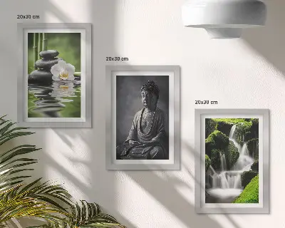 Sada obrazů na zeď relaxační zenové motivy s vodou, kameny a Buddhou