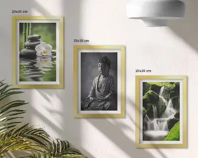 Sada obrazů na zeď relaxační zenové motivy s vodou, kameny a Buddhou