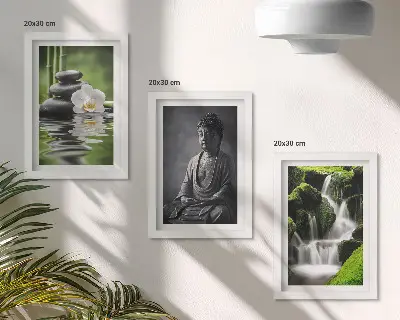 Sada obrazů na zeď relaxační zenové motivy s vodou, kameny a Buddhou