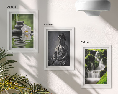 Sada obrazů na zeď Relaxační zenové obrazy s vodou, kameny a Buddhou