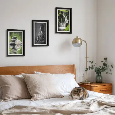 Sada obrazů na zeď relaxační zenové motivy s vodou, kameny a Buddhou
