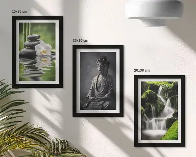 Sada obrazů na zeď relaxační zenové motivy s vodou, kameny a Buddhou