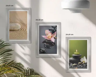 Sada obrazů na zeď s relaxačními kamennými motivy v zenovém stylu