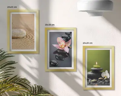 Sada obrazů na zeď s relaxačními kamennými motivy v zenovém stylu