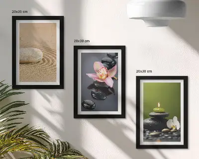 Sada obrazů na zeď s relaxačními kamennými motivy v zenovém stylu