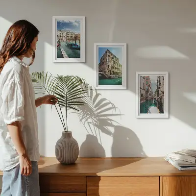 Sada obrazů na zeď výhledy na Benátky s kanály a městskou architekturou