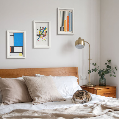 Sada tří obrazů Abstraktní moderní kompozice s geometrickými tvary