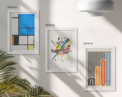 Sada tří obrazů Abstraktní moderní kompozice s geometrickými tvary