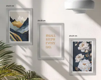 Vícedílný obraz v rámu abstraktní horské květiny s inspirativním nápisem