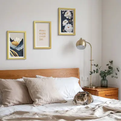 Vícedílný obraz v rámu abstraktní horské květiny s inspirativním nápisem