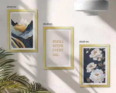 Vícedílný obraz v rámu abstraktní horské květiny s inspirativním nápisem