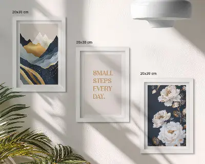 Vícedílný obraz v rámu abstraktní horské květiny s inspirativním nápisem