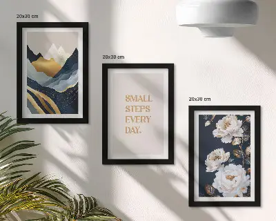 Vícedílný obraz v rámu abstraktní horské květiny s inspirativním nápisem