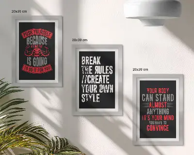 Sada tří obrazů s motivačními slogany pro školení a seberozvoj