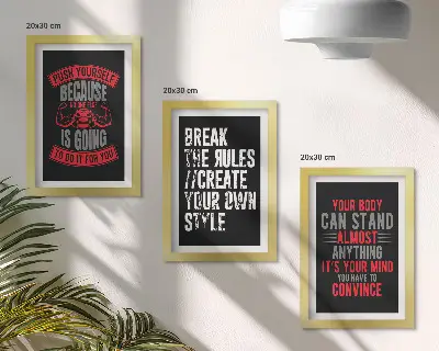 Sada tří obrazů s motivačními slogany pro školení a seberozvoj