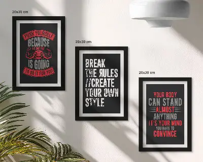 Sada tří obrazů s motivačními slogany pro školení a seberozvoj