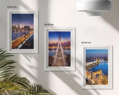 Sada obrazů na zeď noční pohledy na města s mosty a řekami