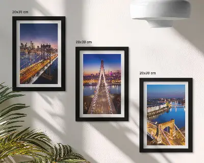 Sada obrazů na zeď noční pohledy na města s mosty a řekami