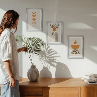 Vícedílný obraz v rámu boho minimalistický dekorativní design