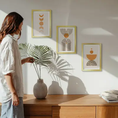 Vícedílný obraz v rámu boho minimalistický dekorativní design