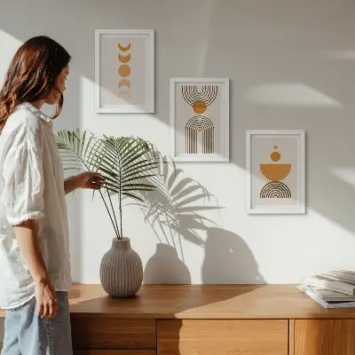 Vícedílný obraz v rámu boho minimalistický dekorativní design