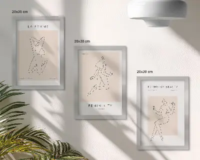 Sada obrazů na zeď s minimalistickými plakáty se siluetami žen