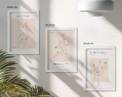 Sada obrazů na zeď s minimalistickými plakáty se siluetami žen