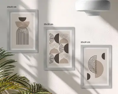 Abstraktní geometrické vzory v minimalistickém stylu vícedílný obraz v rámu