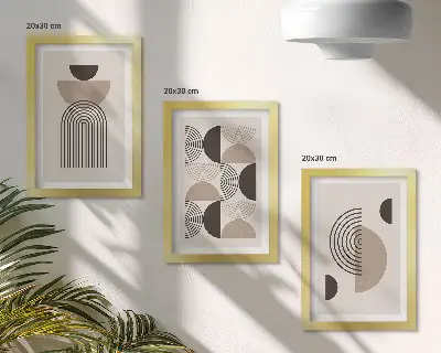 Abstraktní geometrické vzory v minimalistickém stylu vícedílný obraz v rámu