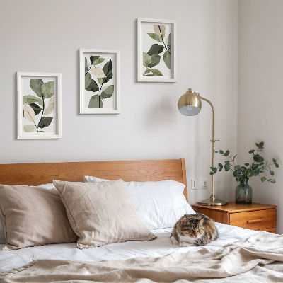 Sada obrazů na zeď Malované jemné listy rostlin v boho stylu