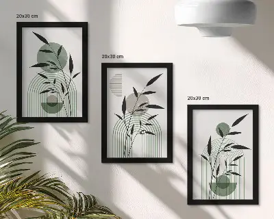 Sada obrazů na zeď abstraktní rostlinné kompozice v boho stylu