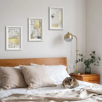Vícedílný obraz v rámu s abstraktními minimalistickými módními vzory
