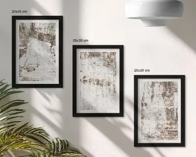 Sada tří obrazů abstraktní vzory v odstínech bílé a hnědé