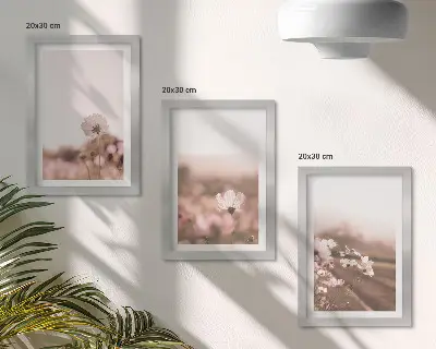 Sada obrazů na zeď luční květiny na louce v létě s romantickou krajinou
