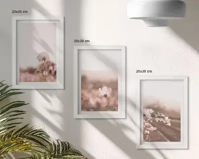 Sada obrazů na zeď luční květiny na louce v létě s romantickou krajinou